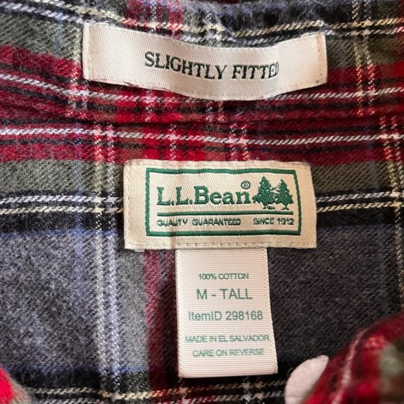 LL BEAN SLIGHTLY FITTED FLANNEL - Picture 4 of 8